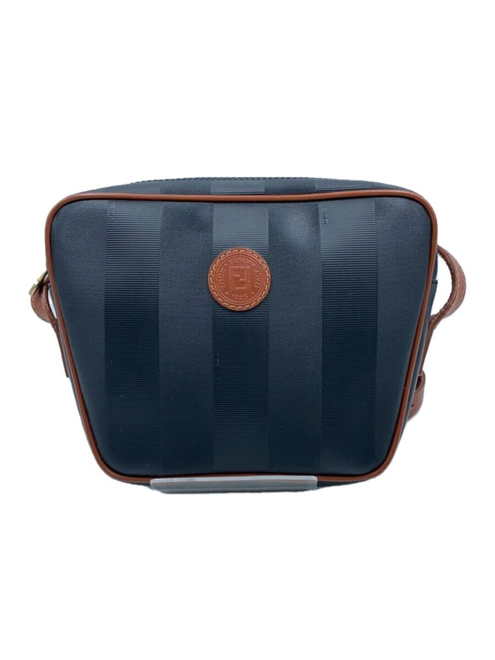 Fendi Pequin stripe crossbody bag Navy Blue brown